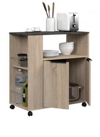 Parisot K�chenschrank Set 2-tlg. Fumay1 in Eiche und Beton grau K�che Buffet und Mehrzweckschrank