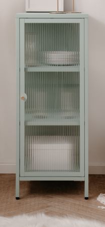 Metall Kommode Maram in mintgr�n Vitrine 40 x 102 cm