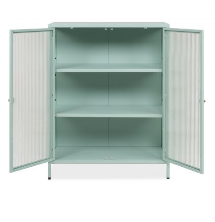 Metall Kommode Maram in mintgr�n Vitrine 80 x 102 cm