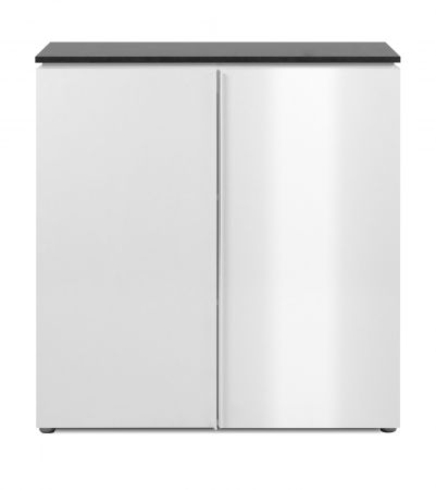 Kommode Briec in wei� Glanz und Matera grau Sideboard 89 cm