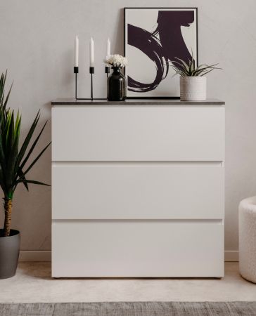 Kommode Briec in wei� Glanz und Matera grau Schubladenkommode 89 cm