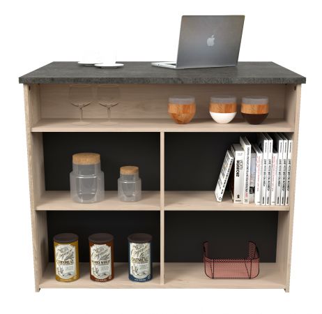 Parisot K�chenschrank Set 2-tlg. Fumay2 in Eiche und Beton grau K�che Buffet und K�cheninsel
