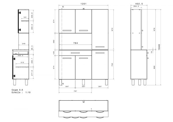 Parisot K�chenschrank Set 2-tlg. Season1 in wei� und grau K�che Buffet und Mehrzweckschrank