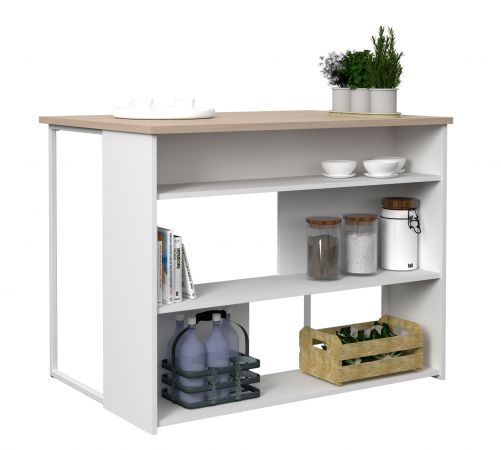 Parisot K�chentheke Socool12 in wei� und Jackson Eiche K�cheninsel 116 x 90 cm