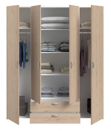 Kleiderschrank Enjour in Jackson Eiche Dreht�renschrank 4-t�rig 160 x 185 cm
