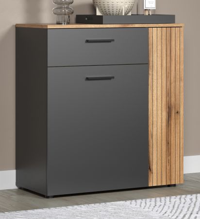 Kommode Avila in grau und Evoke Eiche Sideboard 80 cm