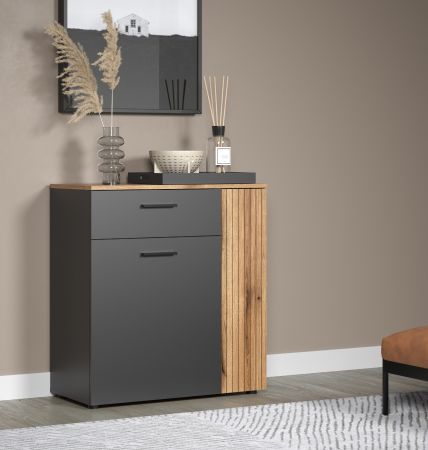 Kommode Avila in grau und Evoke Eiche Sideboard 80 cm