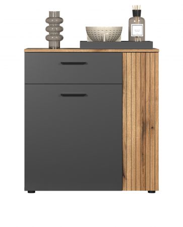 Kommode Avila in grau und Evoke Eiche Sideboard 80 cm
