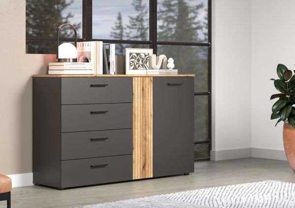 Sideboard Avila in grau und Evoke Eiche Kommode 139 cm