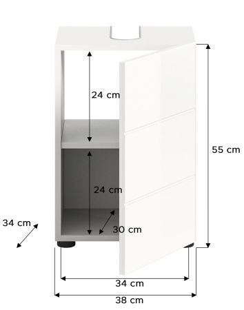 Waschbeckenunterschrank Larik in wei� Hochglanz Badezimmer Unterschrank 38 x 56 cm