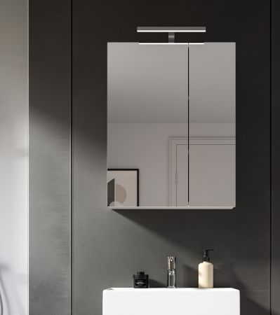 Badezimmer Spiegelschrank Larik in wei� 2-t�rig 60 x 77
