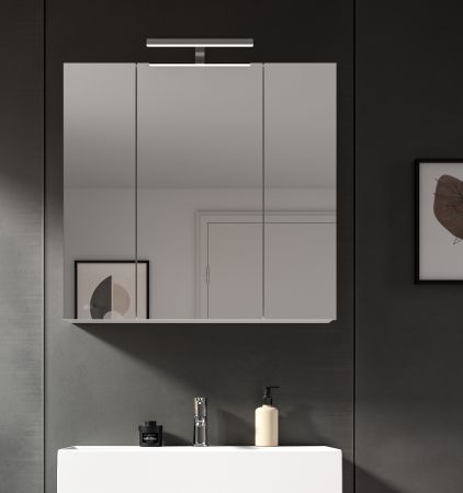 Badezimmer Spiegelschrank Larik in wei� 3-t�rig 82 x 77