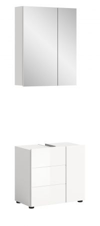 Badm�bel Set 2-teilig Larik in wei� Hochglanz Badkombination 60 x 190 cm