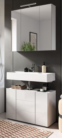 Badm�bel Set 2-teilig Larik in wei� Hochglanz Badkombination 82 x 190 cm