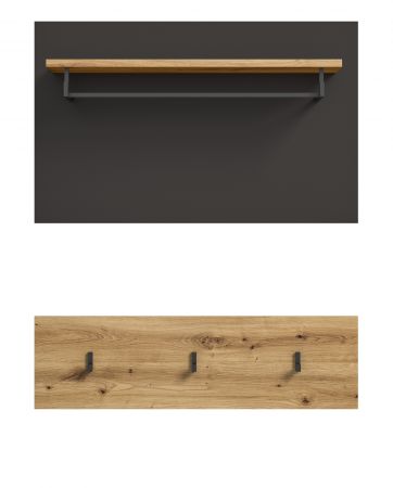 Garderobenpaneel Cooper in Artisan Eiche und grau Set 2-teilig 80 cm