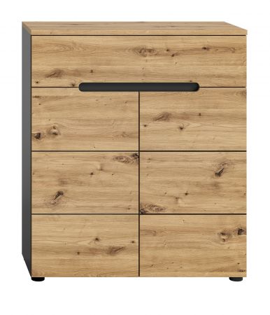 Schuhkommode Cooper in Artisan Eiche und grau Flurkommode 80 x 94 cm, Soft-Close