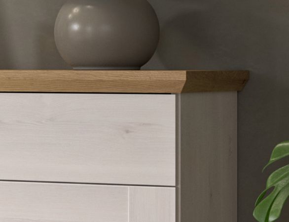 Garderobenschrank Mirano in wei� L�rche und Eiche Artisan Landhaus Flurgarderobe 80 x 196 cm