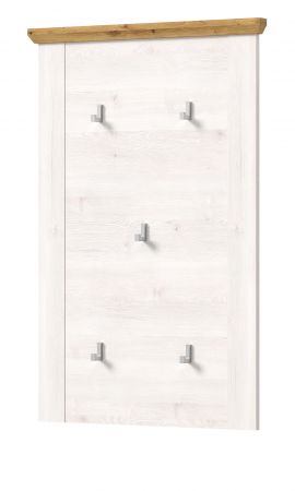 Garderobenpaneel Mirano in wei� L�rche mit Eiche Artisan Landhaus Wandgarderobe 68 x 103 cm