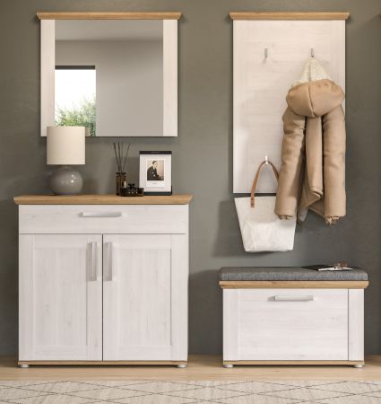 Garderobenspiegel Mirano in wei� L�rche und Eiche Artisan Landhaus Spiegel 82 cm