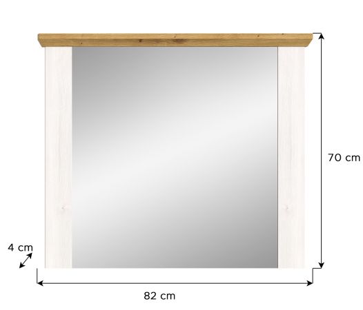 Garderobenspiegel Mirano in wei� L�rche und Eiche Artisan Landhaus Spiegel 82 cm