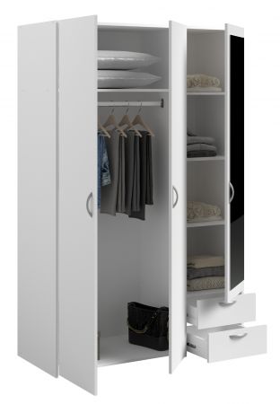 Kleiderschrank Enjour in wei� Dreht�renschrank 3-t�rig mit Spiegel 120 x 185 cm