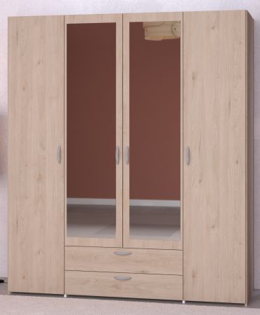 Kleiderschrank Enjour in Jackson Eiche Dreht�renschrank 4-t�rig mit Spiegel 160 x 185 cm