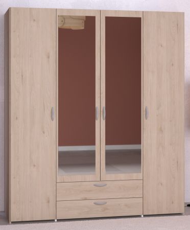 Kleiderschrank Enjour in Jackson Eiche Dreht�renschrank 4-t�rig mit Spiegel 160 x 185 cm