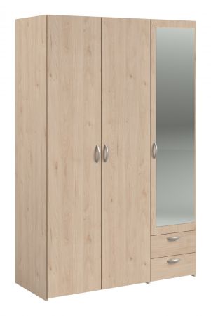 Kleiderschrank Enjour in Jackson Eiche Dreht�renschrank 3-t�rig mit Spiegel 120 x 185 cm