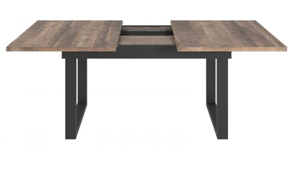 Esstisch Thorad in Tabak Eiche und Metall schwarz Industrial Look ausziehbar 160 - 200 cm
