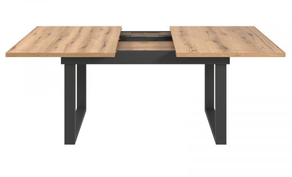 Esstisch Thorad in Evoke Eiche und Metall schwarz Industrial Look ausziehbar 160 - 200 cm