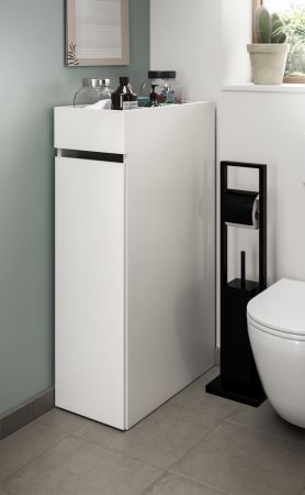 Badezimmer Kommode Flexy in wei� Anstellregal mit Apothekerauszug 29 x 101 cm