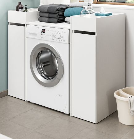 Badezimmer Kommode Flexy in wei� Anstellregal mit Apothekerauszug 29 x 101 cm