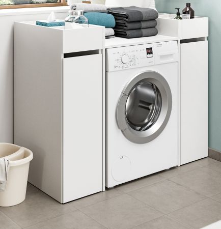 Waschmaschinenumbau Set Flexy in wei� 3-teilig �berbauschrank und 2 x Anstellregal