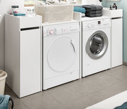 Waschmaschinenumbau Set Flexy in wei� 4-teilig 2 x �berbauschrank und 2 x Anstellregal