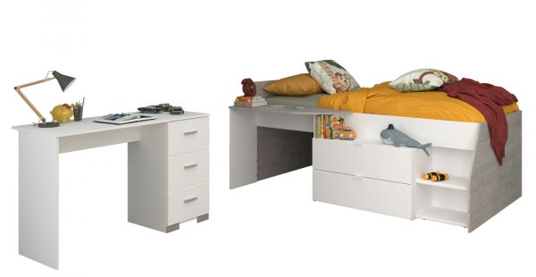 Parisot Kinder- und Jugendzimmer Milky17 in wei� und grau Loft Komplett-Set 2-teilig