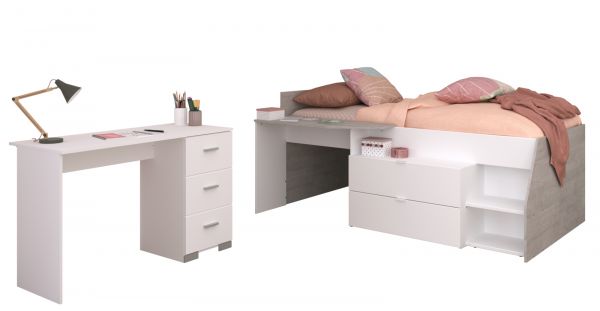 Parisot Kinder- und Jugendzimmer Milky17 in wei� und grau Loft Komplett-Set 2-teilig