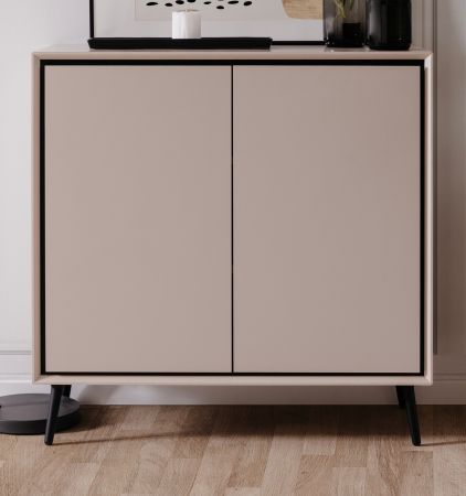 Kommode Brebbia in sand und schwarz Sideboard 90 cm, Soft-Close-Funktion