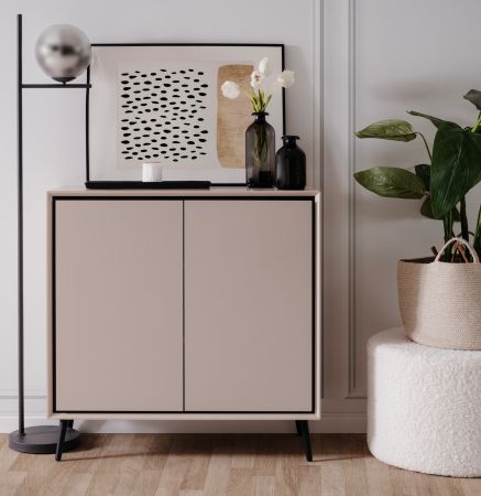Kommode Brebbia in sand und schwarz Sideboard 90 cm, Soft-Close-Funktion