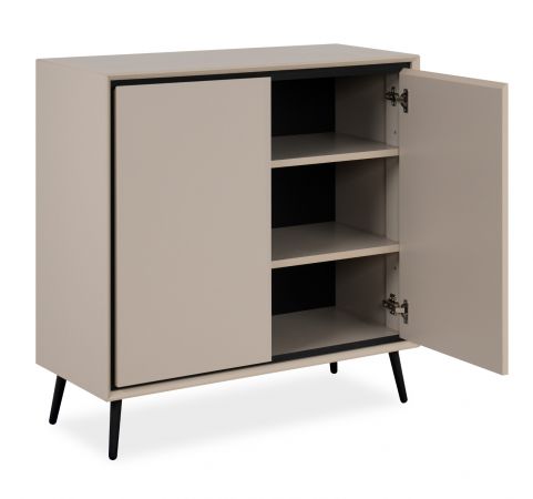 Kommode Brebbia in sand und schwarz Sideboard 90 cm, Soft-Close-Funktion