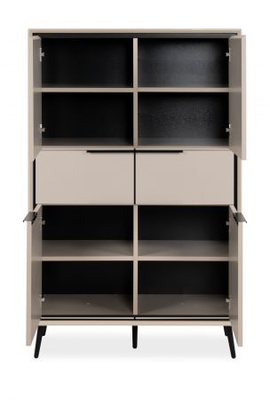 Highboard Brebbia in sand und schwarz Kommode 90 x 140 cm, Soft-Close-Funktion