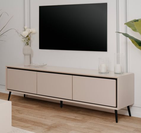 TV-Lowboard Brebbia in Sand mit Schwarz TV Unterteil 175 cm