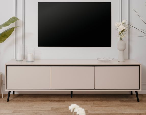 TV-Lowboard Brebbia in Sand mit Schwarz TV Unterteil 175 cm