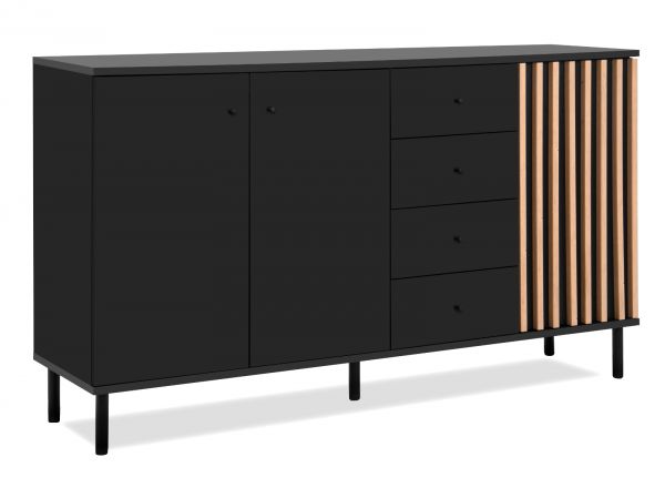 Sideboard Biella in schwarz und Artisan Eiche, 160 x 90 cm Anti Fingerprint beschichtet