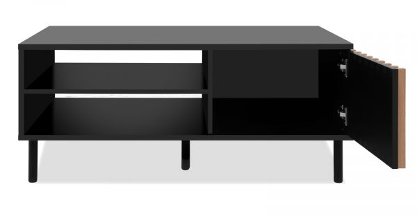 Couchtisch Biella in schwarz und Lamellen in Artisan Eiche Dekor 110 x 67 cm, Anti Fingerprint beschichtet
