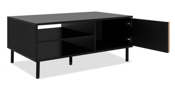 Couchtisch Biella in schwarz und Lamellen in Artisan Eiche Dekor 110 x 67 cm, Anti Fingerprint beschichtet