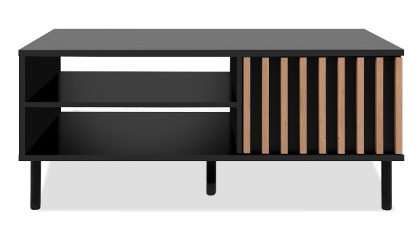 Couchtisch Biella in schwarz und Lamellen in Artisan Eiche Dekor 110 x 67 cm, Anti Fingerprint beschichtet