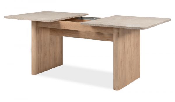 Esstisch Jaron in Sandstein und Hickory Walnuss Tisch ausziehbar 160 / 200 x 90 cm
