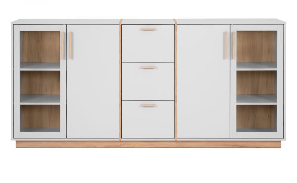 Sideboard Hanno in grau und Hickory Walnuss Kommode 204 x 94 cm