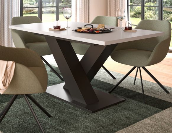 Esstisch Home-X in wei� und grau Tisch ausziehbar 150 - 190 cm