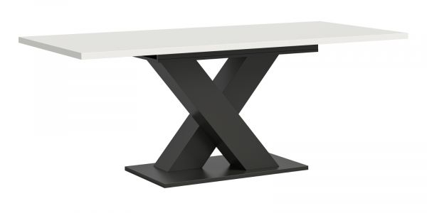 Esstisch Home-X in wei� und grau Tisch ausziehbar 150 - 190 cm